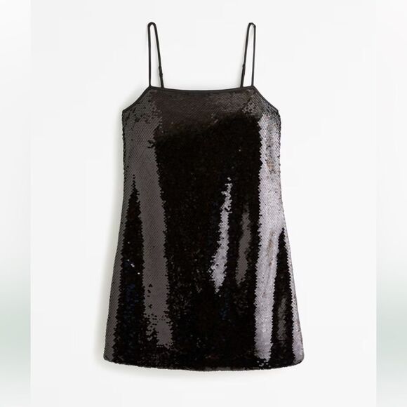 🔥Abercrombie & Fitch Sequin Squareneck Mini Dress Sz small New - Picture 1 of 4